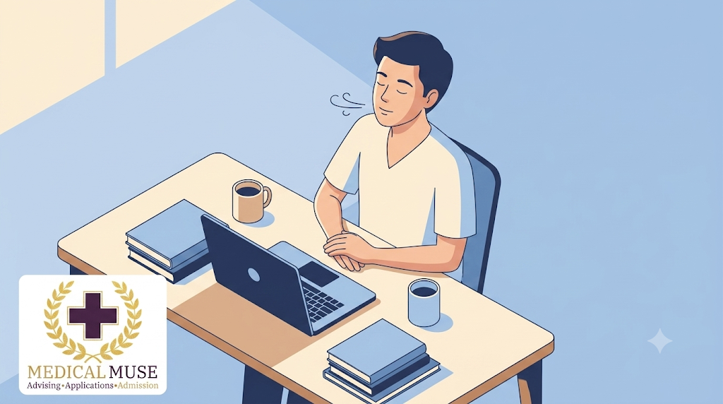 A student practicing burnout prevention strategies to avoid burnout as a pre-med.